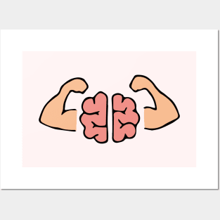 Brain STRONG - Brain POWER - Brain with Muscles Posters and Art